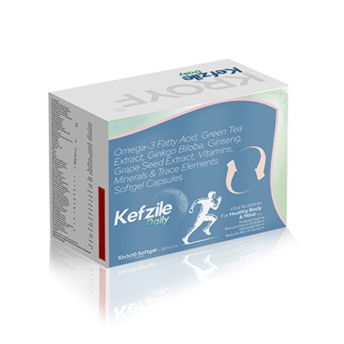 Kefzile Daily, Compositions of Kefzile Daily are Omega 3-fatty acid, Green tea extract, Ginkgo biloba, ginseng, grape seed extract, antioxidants, vitamins and minerals (DRUG) , Kefzile Daily offered by Kroyf