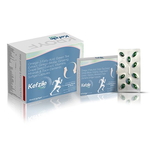 Kefzile Daily, Compositions of Kefzile Daily are Omega 3-fatty acid, Green tea extract, Ginkgo biloba, ginseng, grape seed extract, antioxidants, vitamins and minerals (DRUG) , Kefzile Daily offered by Kroyf