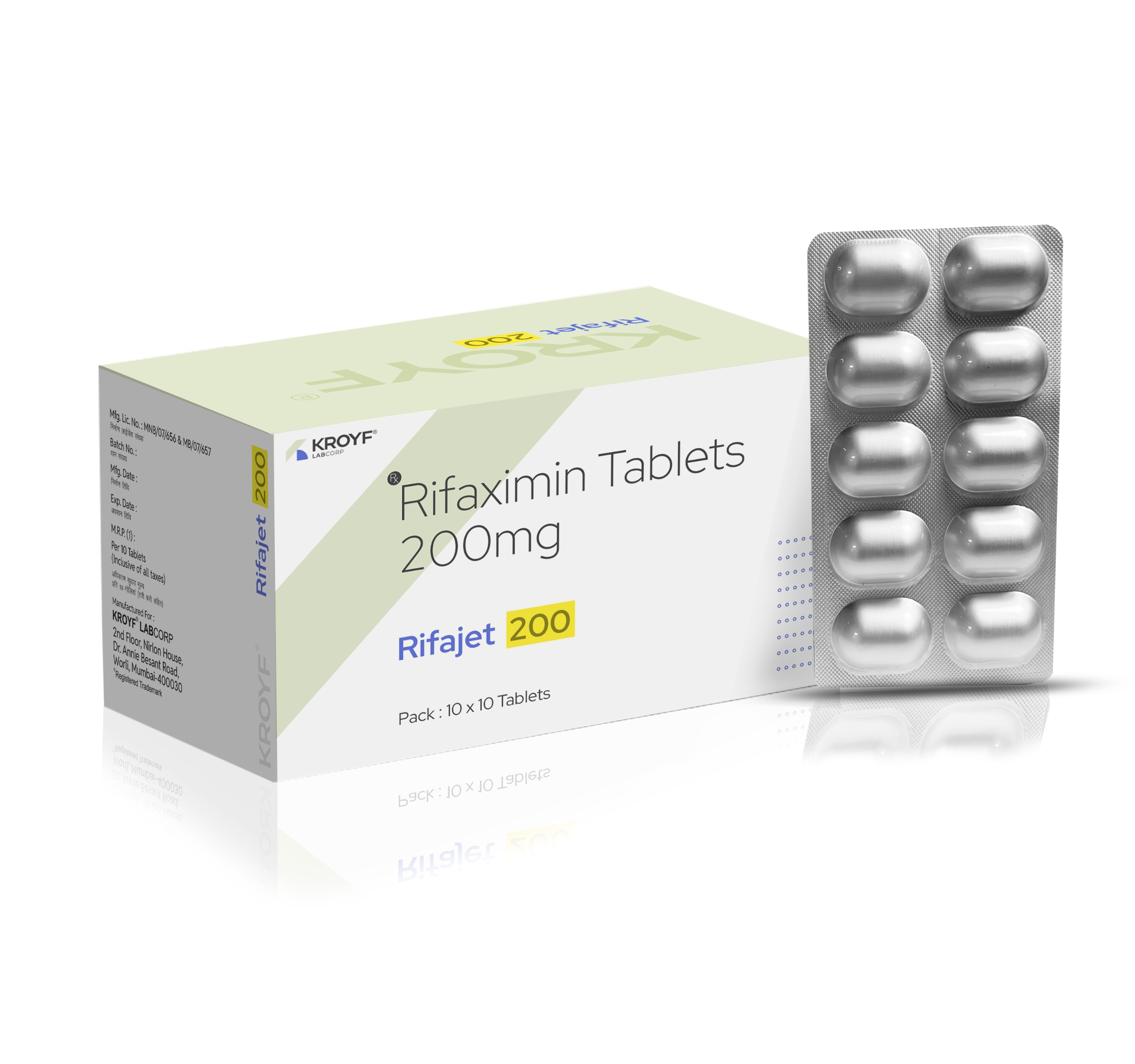 Rifajet 200, Compositions of Rifajet 200 are Rifaximin 200 mg, Rifajet 200 offered by Kroyf
