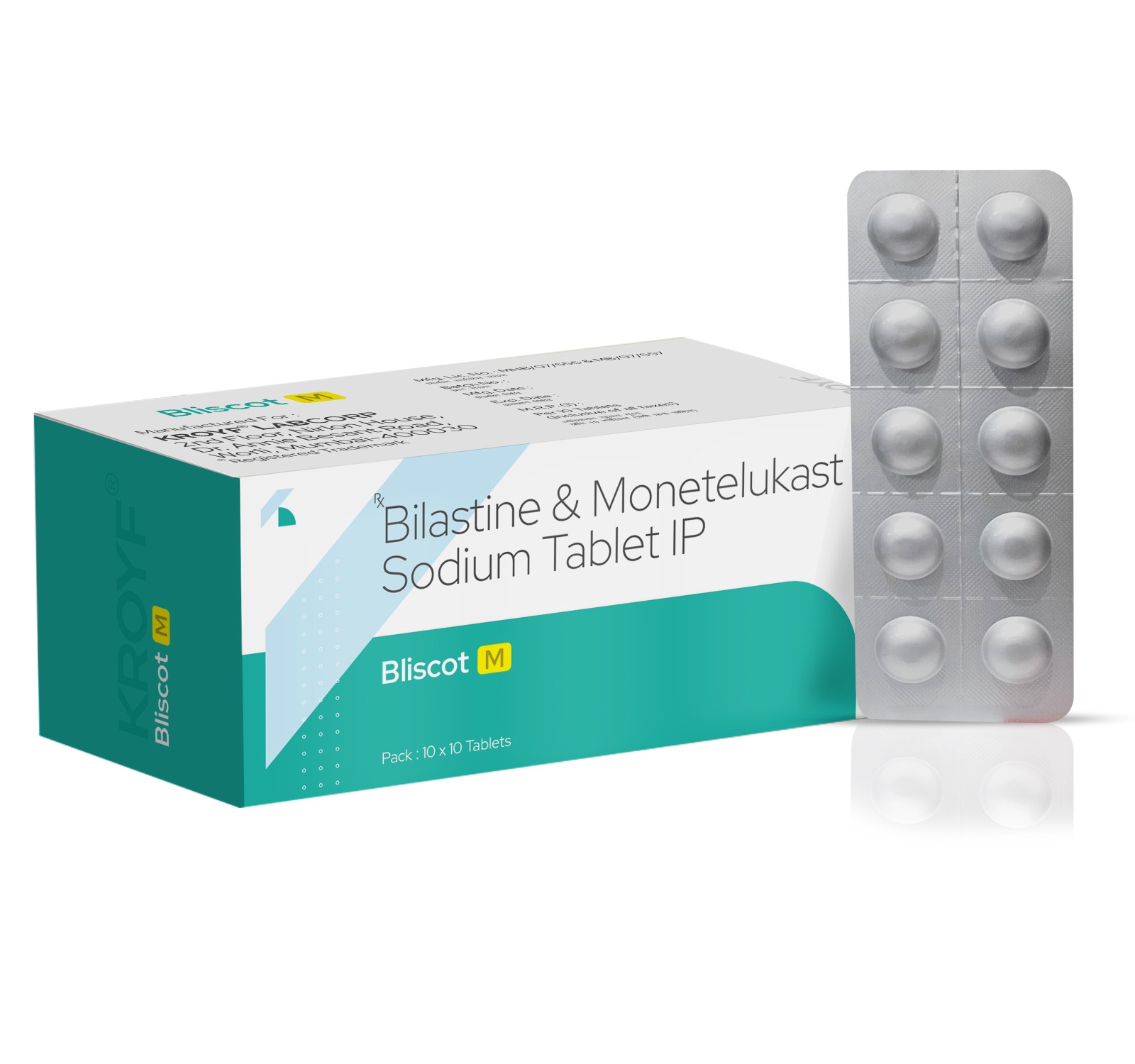 Bliscot M, Compositions of Bliscot M are Bilastine 10 mg + Montelukast 4 mg, Bliscot M offered by Kroyf