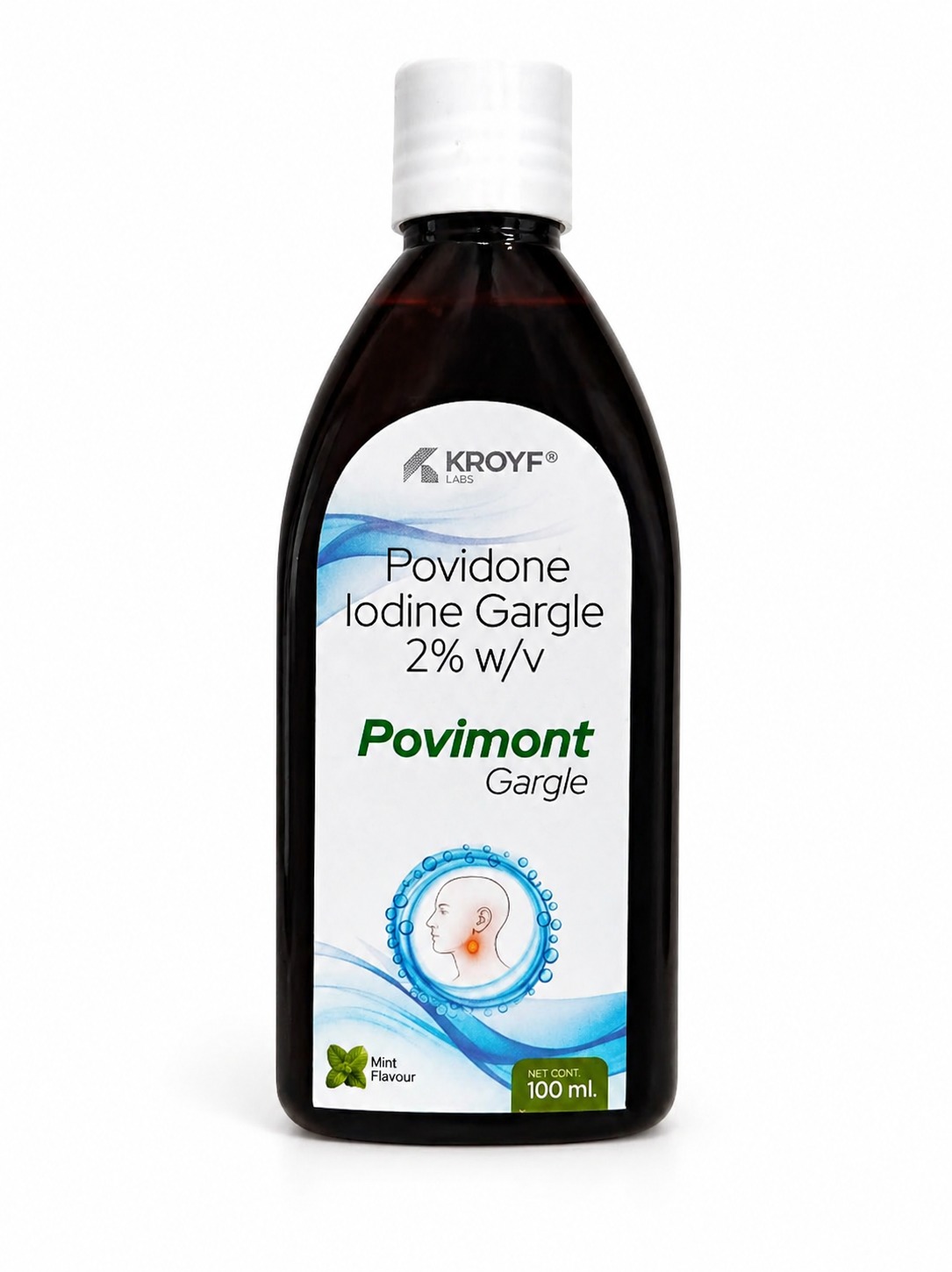 Povimont Gargle, Compositions of Povimont Gargle are Povidone-Iodine 2%  gargles , Povimont Gargle offered by Kroyaf Labcorp